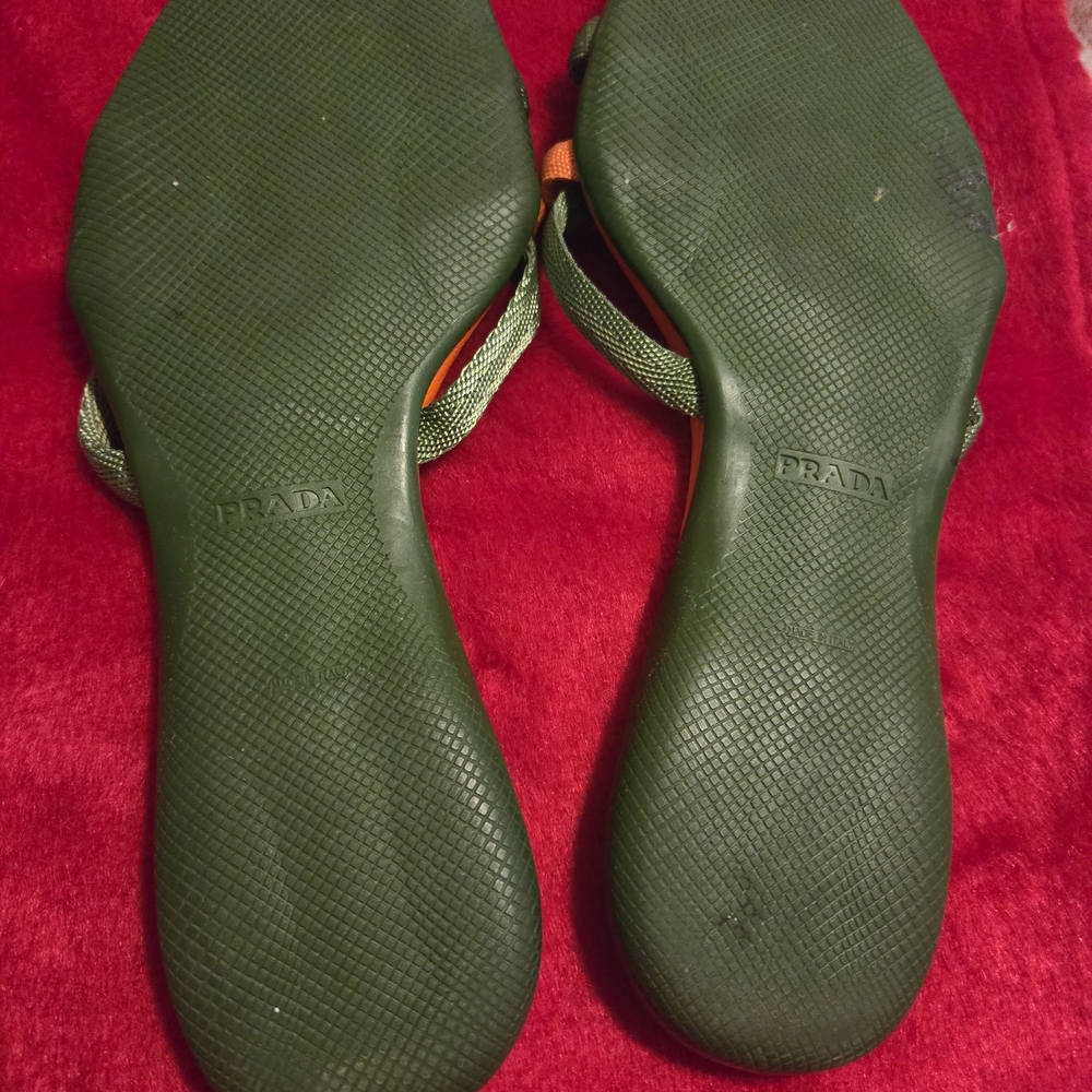 Prada Women's Orange and Green Sandals - Picture 6 of 11